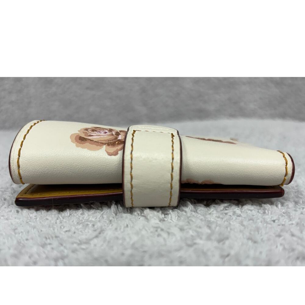 Coach Cream Leather Floral Small Flap Wallet D1880 #76946 - Picture 5 of 10